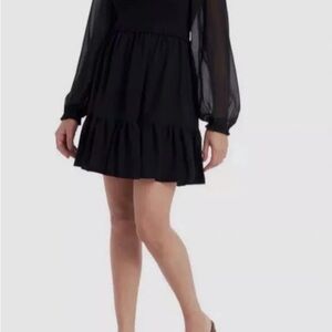 1. State Black Chiffon Smoked Mini Dress